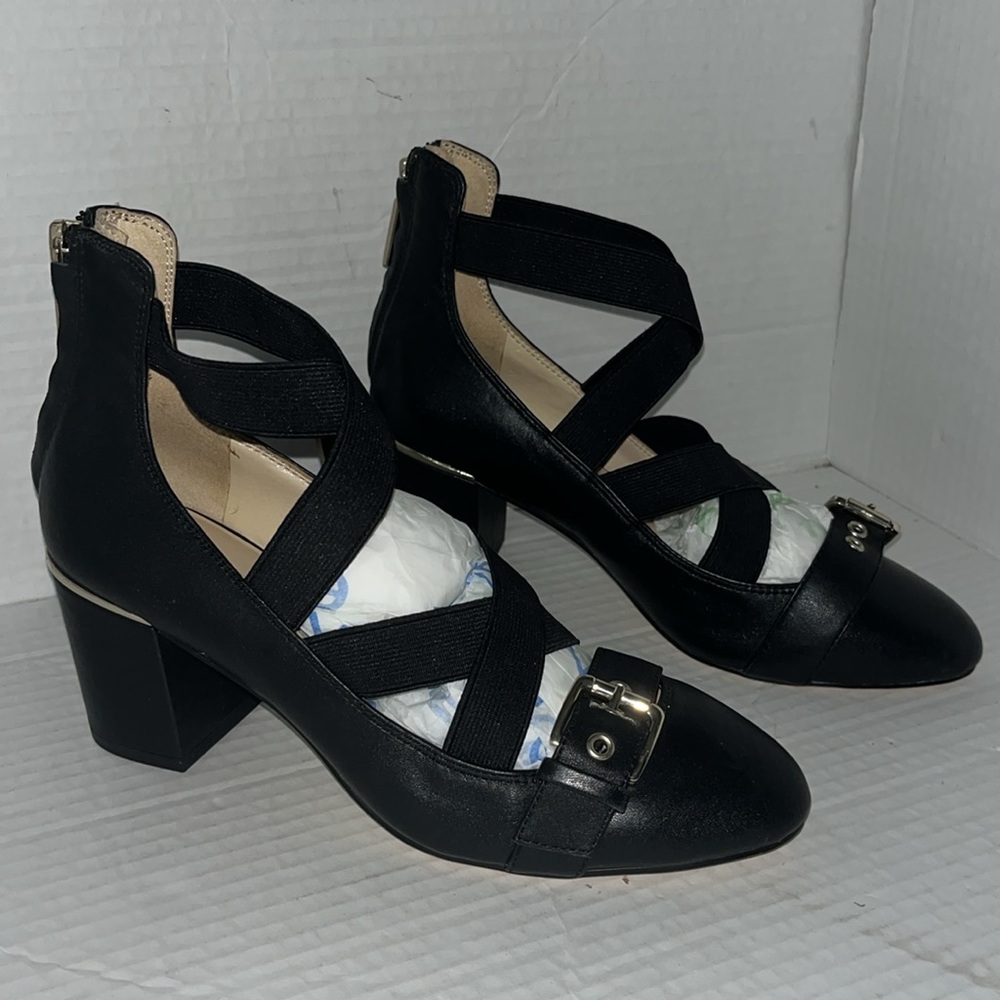 Nine West Womens size 6 M Andrew Leather Pump shoes strap zip up - Picture 2 of 6